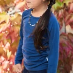 t-shirt en mérinos pour enfant bleu manches longues