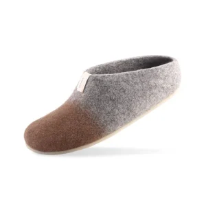 chausson en laine baabuk gris brun