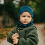 bonnet et snood bleu paon en laine mérinos