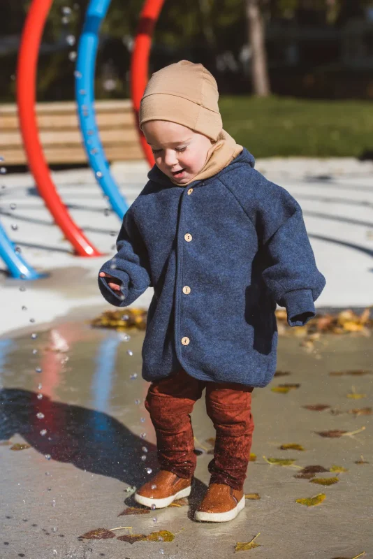 veste en laine polaire Engel natur bleu chiné