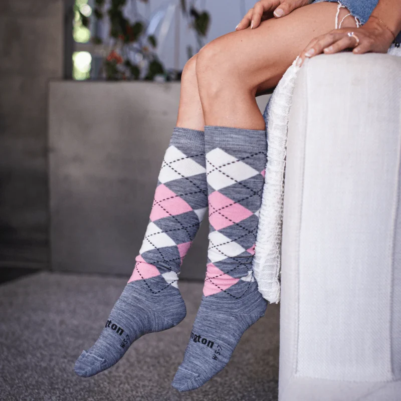 chaussettes en laine mérinos hautes femme rose