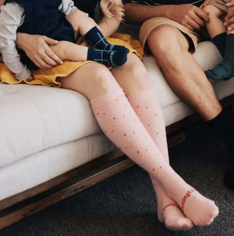 confetti chaussettes hautes femme rose en mérinos