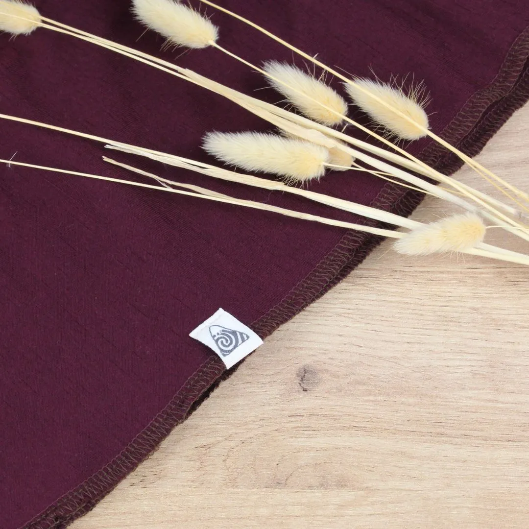 écharpe en laine mérinos pour femme aubergine