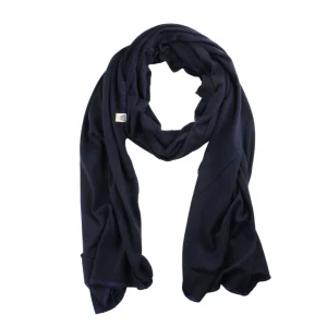 écharpe en laine mérinos femme bleu marine Alpes du Sud Mérinos