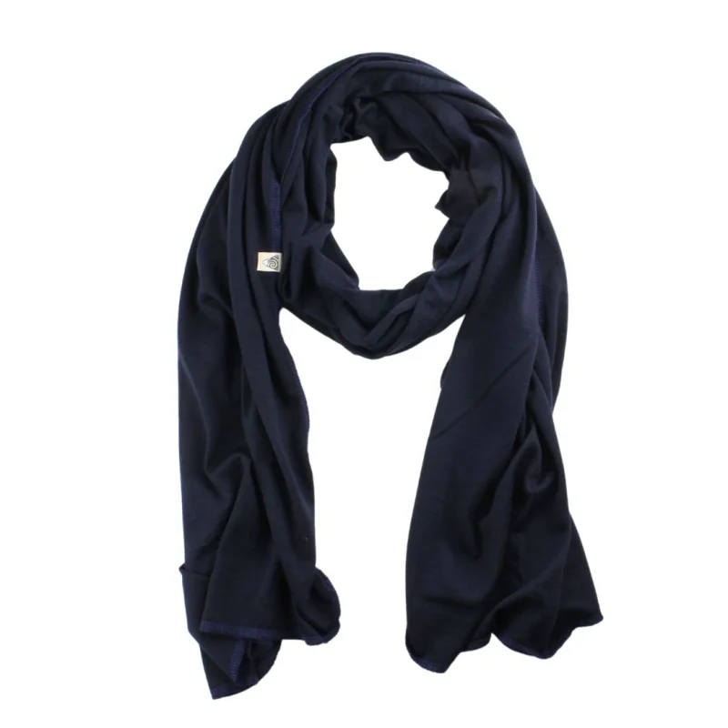 écharpe en laine mérinos femme bleu marine Alpes du Sud Mérinos
