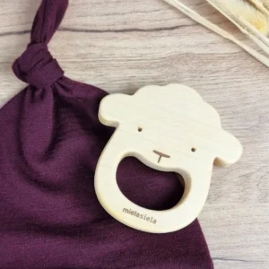 anneau dentition en bois forme mouton