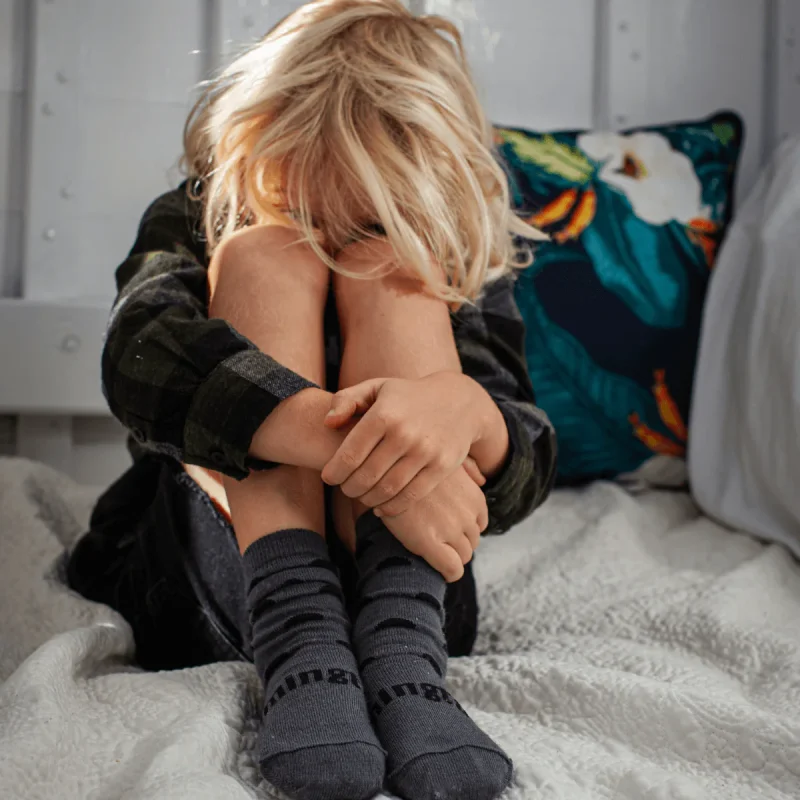 chaussettes laine mérinos gris enfant fille garçon