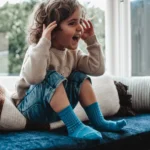 chaussettes en laine mérinos pour enfants bleu clair