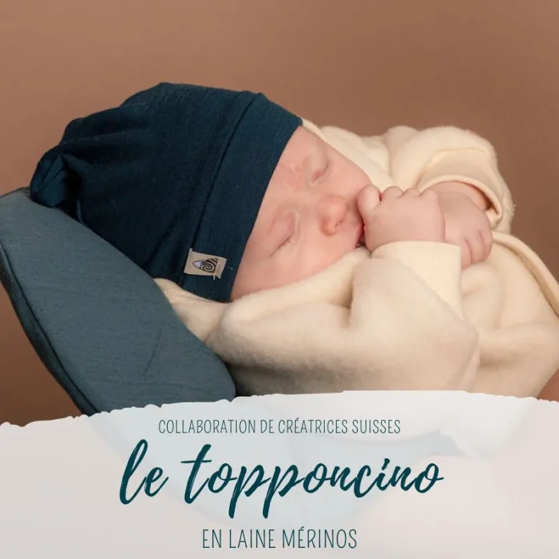 création suisse, topponcino en laine mérinos