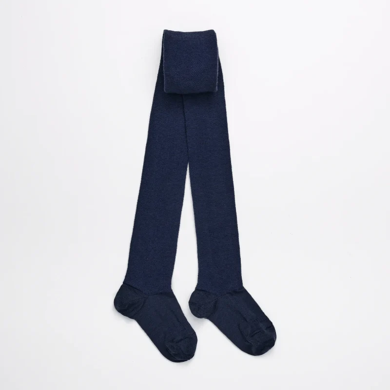 collant en mérinos bleu marine pour femme