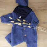 combinaison laine polaire Engel natur bleu chiné